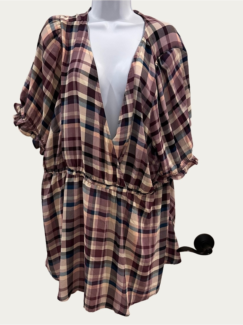 Torrid Surplice Georgette Plaid Blouse size 3